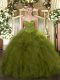 Unique Olive Green Sweetheart Lace Up Beading 15th Birthday Dress Sleeveless