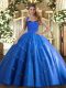 Hot Sale Halter Top Sleeveless Tulle Quinceanera Dresses Appliques Lace Up