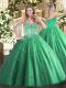 Edgy Floor Length Turquoise Sweet 16 Dresses Tulle Sleeveless Beading and Appliques