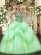 Tulle Lace Up Sweet 16 Dresses Sleeveless Floor Length Beading and Appliques and Ruffles