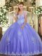 Strapless Sleeveless Tulle Quinceanera Gown Appliques Lace Up