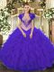 Exquisite Purple Sweetheart Neckline Beading and Ruffles 15th Birthday Dress Sleeveless Lace Up