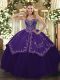 Floor Length Purple Ball Gown Prom Dress Taffeta and Tulle Sleeveless Pattern