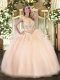 Fantastic Ball Gowns Sweet 16 Quinceanera Dress Peach Scoop Organza Sleeveless Floor Length Zipper