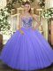 Most Popular Lilac Tulle Lace Up Sweet 16 Quinceanera Dress Sleeveless Floor Length Ruffles
