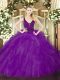 Dazzling Tulle Sleeveless Floor Length Quinceanera Gown and Beading and Ruffles