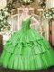 Latest Organza and Taffeta Sleeveless Floor Length Quinceanera Dresses and Beading and Ruffled Layers