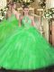 Delicate Ball Gowns Beading and Ruffles 15 Quinceanera Dress Lace Up Organza Sleeveless Floor Length