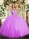 Discount Lilac Sleeveless Beading Floor Length Quinceanera Dress