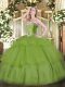 Sophisticated Floor Length Ball Gowns Sleeveless Olive Green Sweet 16 Quinceanera Dress Lace Up