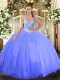 Decent Tulle Sleeveless Floor Length Ball Gown Prom Dress and Beading