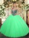 High End Beading Quinceanera Dress Green Lace Up Sleeveless Floor Length