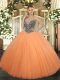 Fine Orange Lace Up Quinceanera Dresses Beading Sleeveless Floor Length