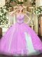 Clearance Tulle Sweetheart Sleeveless Lace Up Beading and Ruffles Quinceanera Gown in Lilac