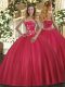 Strapless Sleeveless Tulle 15th Birthday Dress Beading Lace Up