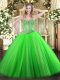 Vintage Sleeveless Beading Lace Up Quince Ball Gowns