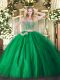Exquisite Two Pieces Vestidos de Quinceanera Green Scoop Tulle Sleeveless Floor Length Lace Up