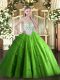 Luxurious Tulle Zipper Scoop Sleeveless Floor Length Sweet 16 Dresses Beading and Appliques