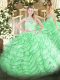 Fashionable Apple Green Sleeveless Tulle Brush Train Zipper Sweet 16 Quinceanera Dress for Military Ball and Sweet 16 and Quinceanera
