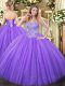 Lavender Sweetheart Neckline Appliques Sweet 16 Dresses Sleeveless Lace Up