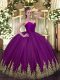 Ball Gowns Sweet 16 Dress Purple Sweetheart Tulle Sleeveless Floor Length Zipper