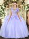Colorful Ball Gowns Quinceanera Gowns Lavender Scoop Organza and Tulle Sleeveless Floor Length Clasp Handle