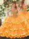 Beading and Ruffled Layers Quince Ball Gowns Orange Lace Up Sleeveless Floor Length