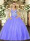 Fantastic Ball Gowns Sweet 16 Dresses Lavender Straps Organza Sleeveless Floor Length Lace Up