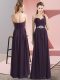 Dark Purple Sleeveless Chiffon Lace Up Prom Evening Gown for Prom and Party