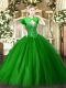 Attractive Green Ball Gowns Sweetheart Sleeveless Tulle Floor Length Lace Up Beading Vestidos de Quinceanera