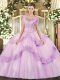 Scoop Sleeveless Clasp Handle Quince Ball Gowns Lilac Tulle
