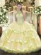 Light Yellow Sleeveless Organza and Tulle Lace Up Quince Ball Gowns for Military Ball and Sweet 16 and Quinceanera