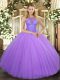 Beautiful Tulle Sleeveless Floor Length Quince Ball Gowns and Beading