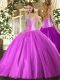 Lilac Sleeveless Beading Floor Length Vestidos de Quinceanera