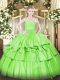 Sleeveless Organza Zipper Sweet 16 Quinceanera Dress for Military Ball and Sweet 16 and Quinceanera