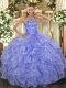 Asymmetrical Lavender 15 Quinceanera Dress Halter Top Sleeveless Lace Up