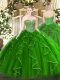 Colorful Green Sleeveless Floor Length Beading and Ruffles Lace Up Quinceanera Dress