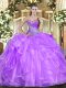 Flirting Ball Gowns Quinceanera Dress Lilac Sweetheart Organza Sleeveless Floor Length Lace Up