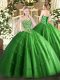 Sophisticated Tulle Sweetheart Sleeveless Lace Up Beading and Appliques Ball Gown Prom Dress in Green