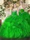 Green Ball Gowns Beading and Ruffles Sweet 16 Dress Lace Up Organza Sleeveless Floor Length