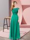 Smart Sleeveless Tulle Floor Length Zipper Prom Dresses in Turquoise with Lace