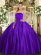 Ruching Sweet 16 Dress Purple Lace Up Sleeveless Floor Length