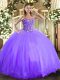Luxurious Embroidery Quinceanera Gown Lavender Lace Up Sleeveless Floor Length