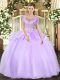 Fitting Lavender Sleeveless Beading and Ruffles Floor Length Quinceanera Dress