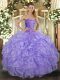 Stunning Sleeveless Beading and Ruffles Lace Up 15 Quinceanera Dress