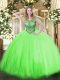 Lace Up Scoop Beading 15 Quinceanera Dress Tulle Sleeveless