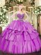 Most Popular Floor Length Ball Gowns Sleeveless Lilac 15 Quinceanera Dress Lace Up