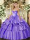 Custom Made Floor Length Ball Gowns Sleeveless Lavender Quinceanera Dress Lace Up