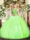 Pretty Floor Length Lace Up 15th Birthday Dress Yellow Green for Military Ball and Sweet 16 and Quinceanera with Beading and Ruffles