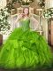Ball Gowns Beading and Ruffles 15 Quinceanera Dress Lace Up Organza Sleeveless Floor Length